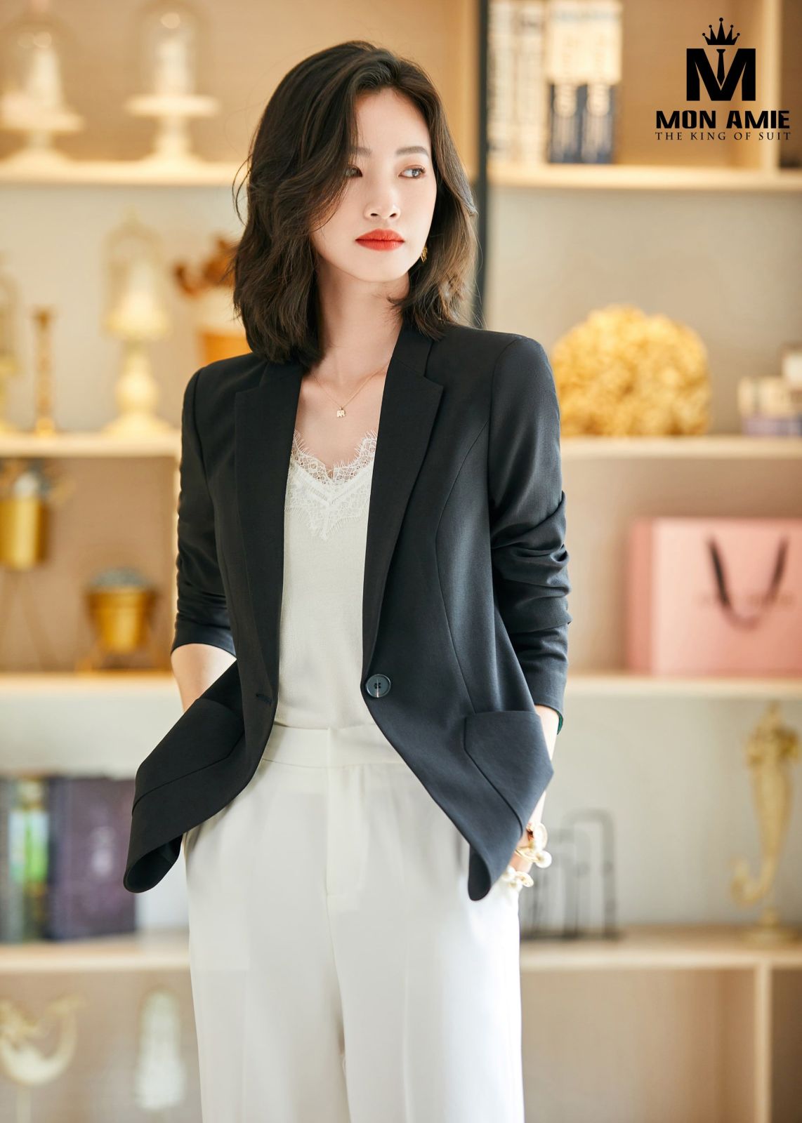 Black Classic Blazer With Patched Pockets